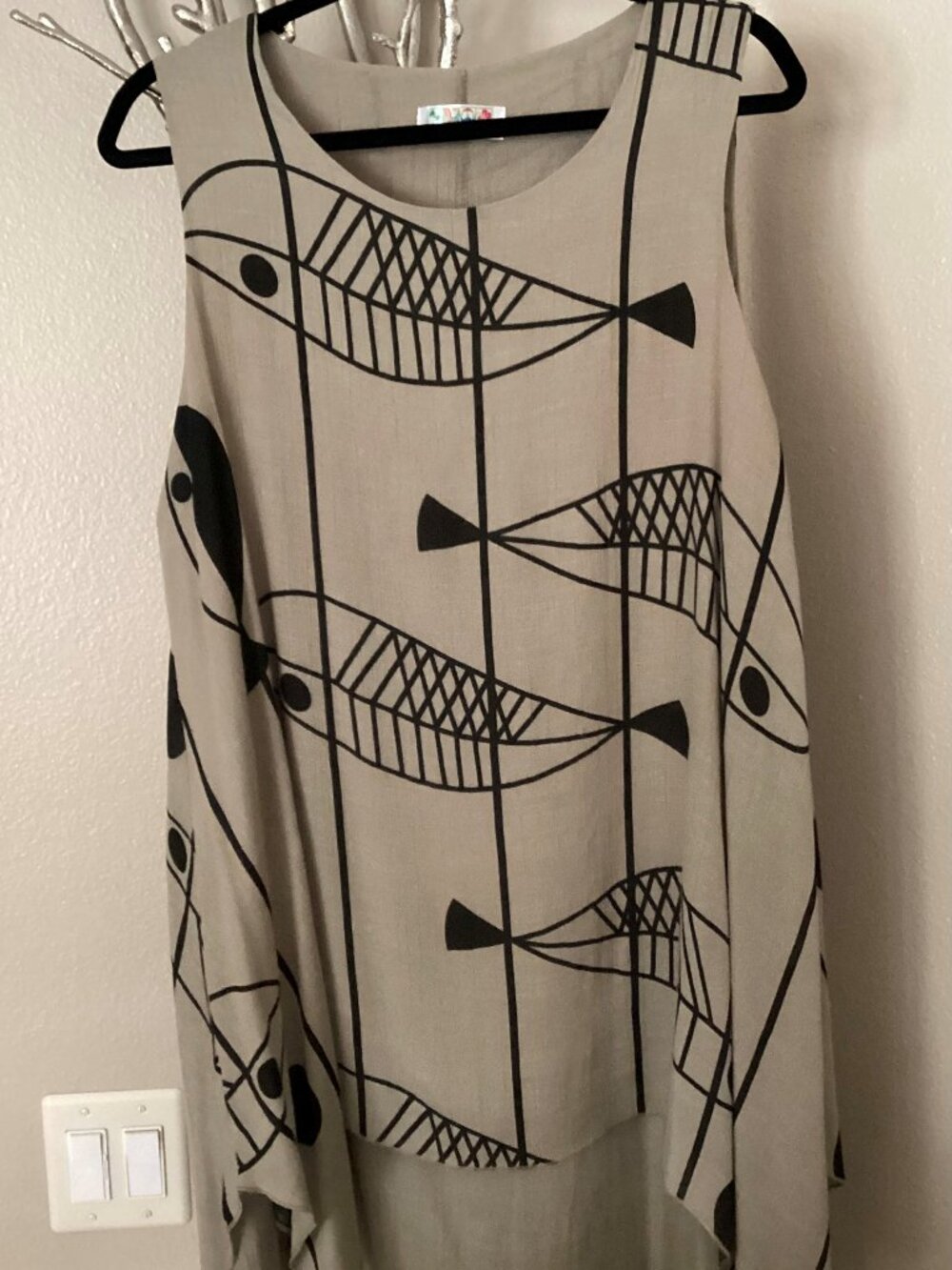 India Boutique tan and black sleeveless sundress, one size